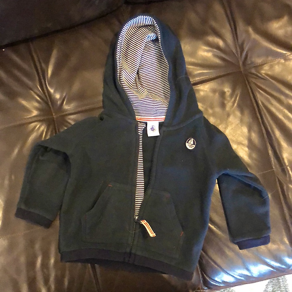 Petite Bateau navy fleece hoodie